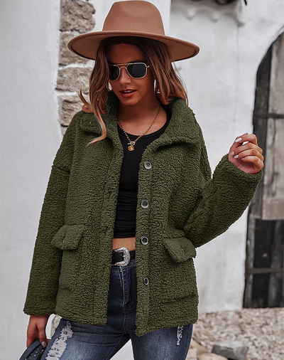 Women's Plush Coat - Warm and Modern Style