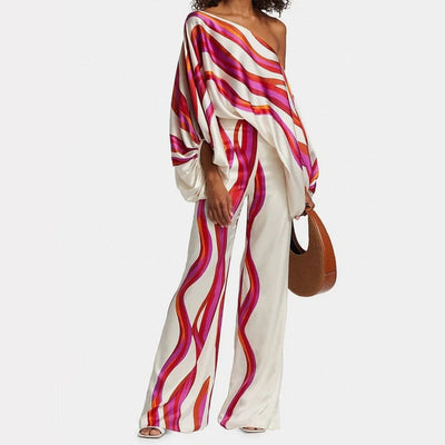 Women's one-sleeve wide-leg jumpsuit with elegant design and modern style