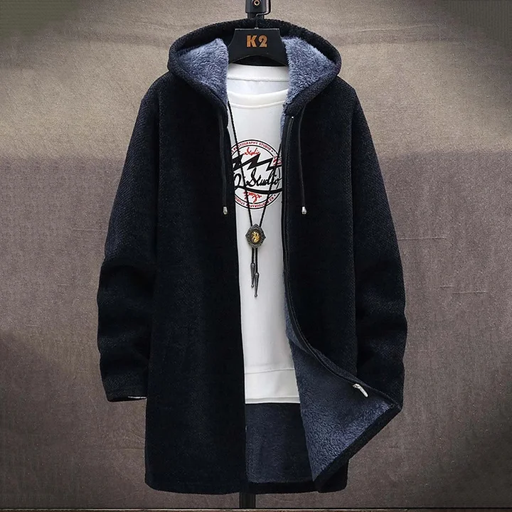 Cozy men's cardigan made of thick knit fleece