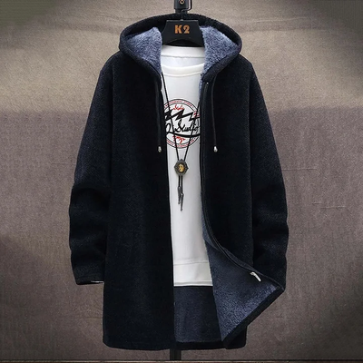 Cozy men's cardigan made of thick knit fleece