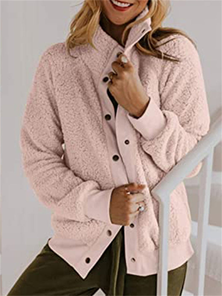 Warm and soft jacket without hood for greater comfort