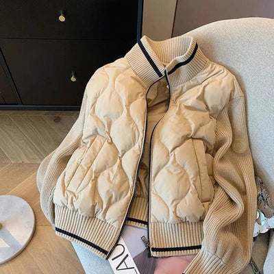 Women's Quilted Corduroy Jacket with Patch | Lightweight and Warm Coat for Fall