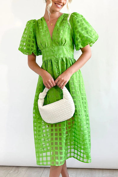 Gina - Midi dress with puff sleeves