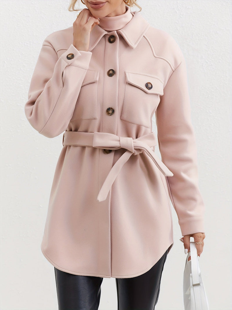 Elegant Women's Coat with Belt and Modern Design