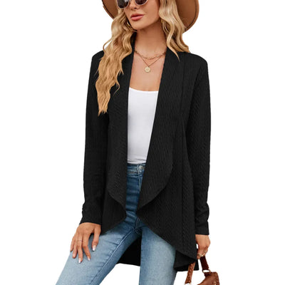 Colette - Elegant soft knit cardigan with lapel and open knit