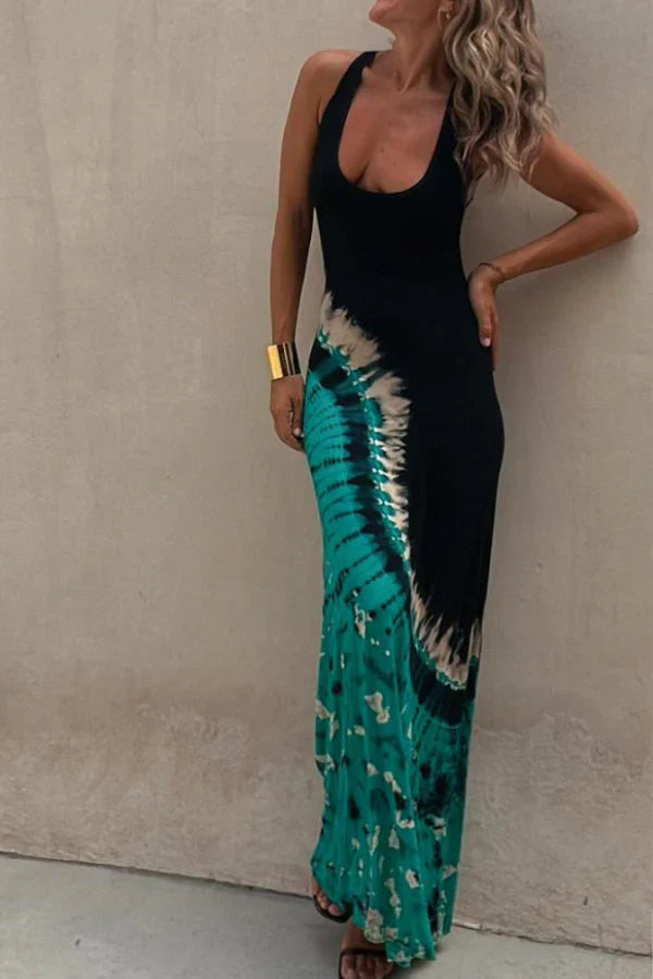 Hanna - Printed maxi dress with elastic back