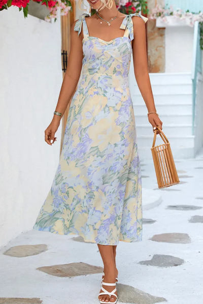 Berta - Strapless midi dress with floral print