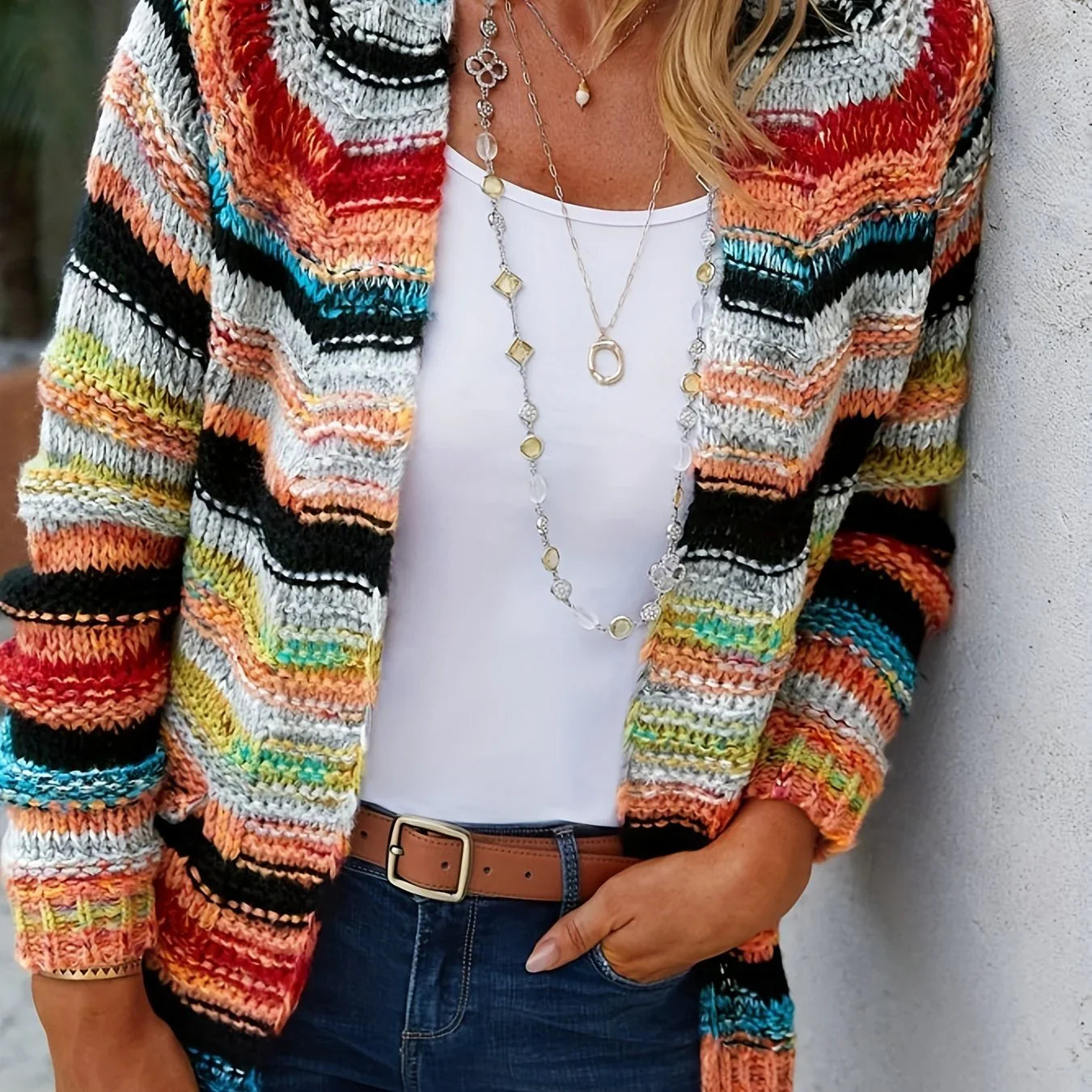 Margit - Striped cardigan for autumn