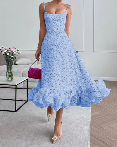 Carolina - Elegant strapless dress with print