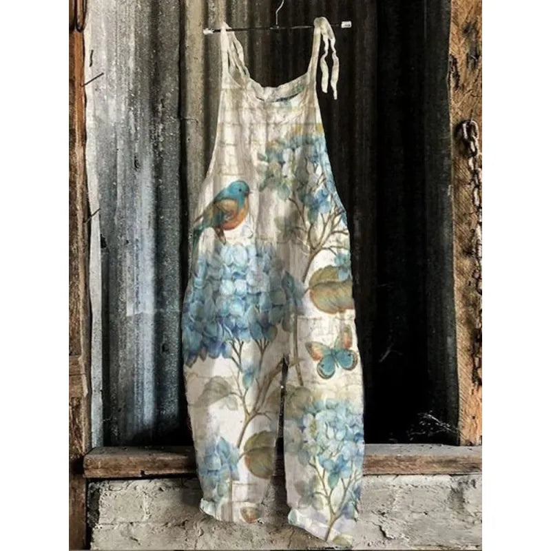 Maria - Sleeveless midi dress with Japanese floral print