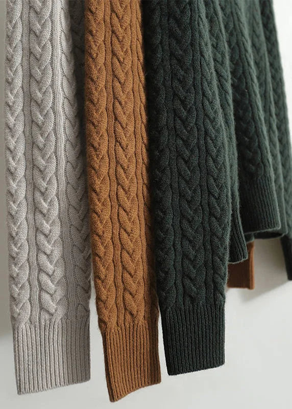 Chunky Long Sleeve Turtleneck Sweater with Button Detail