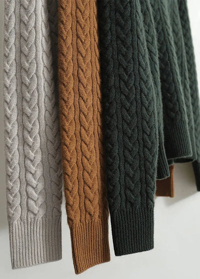 Chunky Long Sleeve Turtleneck Sweater with Button Detail