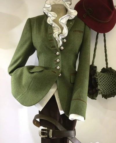 Women's Long Sleeve Panelled Green Blend Jacket