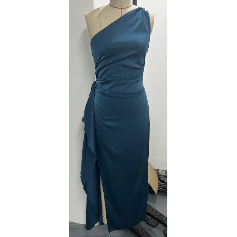 Daniela - Luxury Dress with Irregular Ruffles and Bardot Neckline