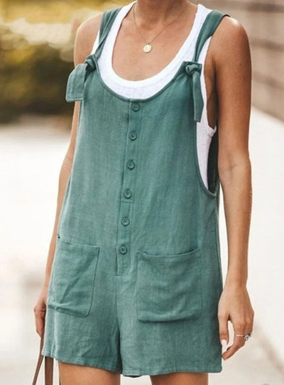 Evelyn - Fashionable monochrome button-down loose jumpsuit