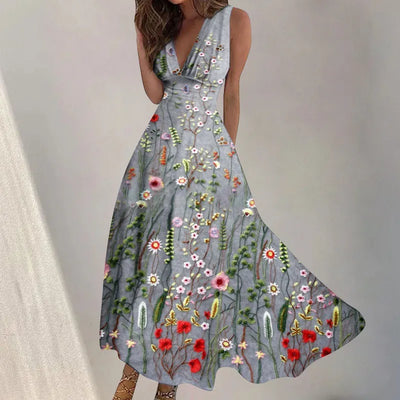 Anna - Casual Floral V-Neck Dress
