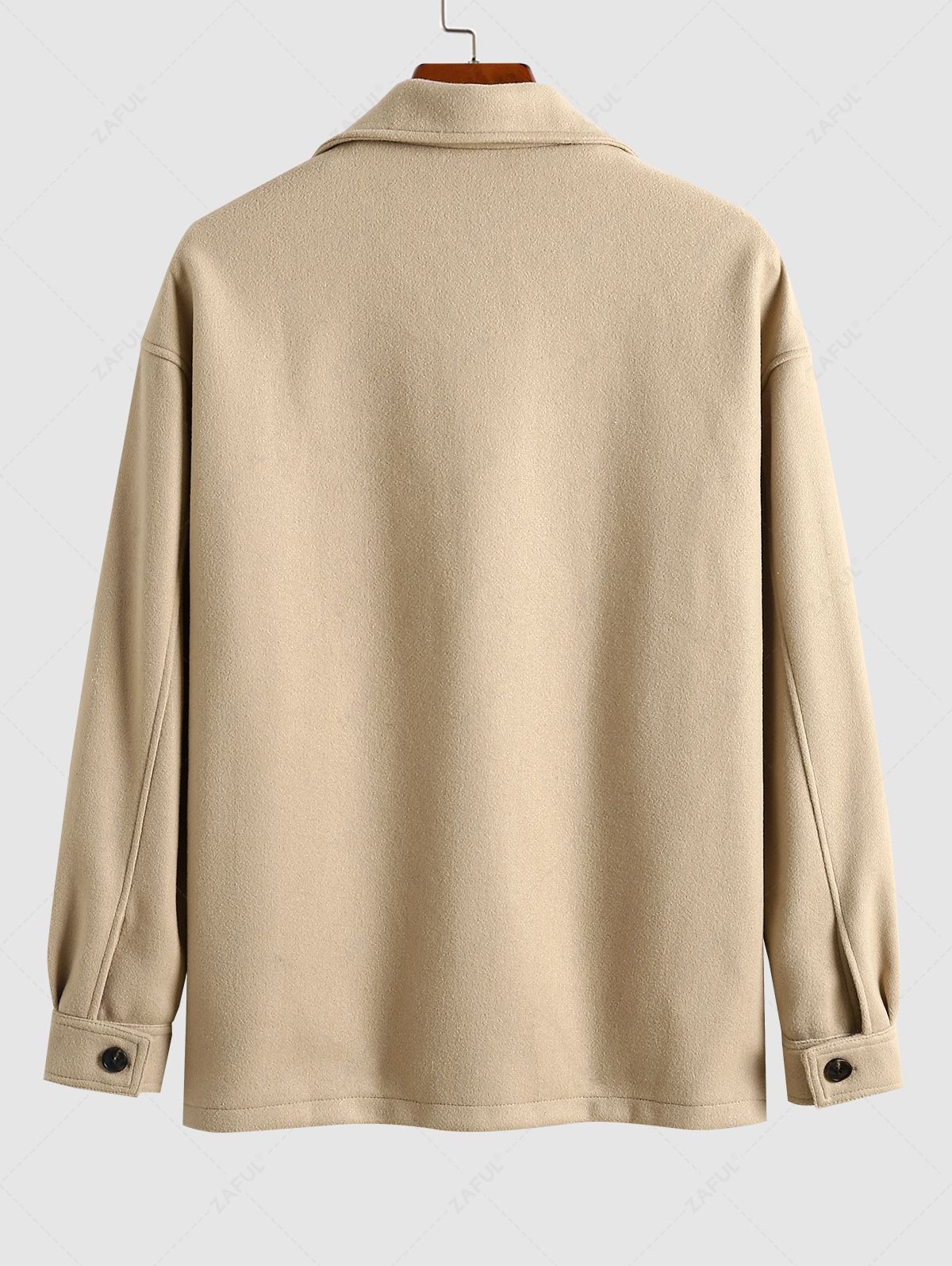 Double Breasted Coat with Pockets Design - Light Beige