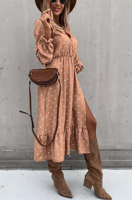 Nisha midi dress with buttons and slit