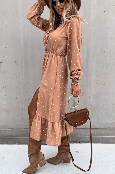 Nisha midi dress with buttons and slit