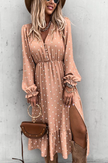 Nisha midi dress with buttons and slit