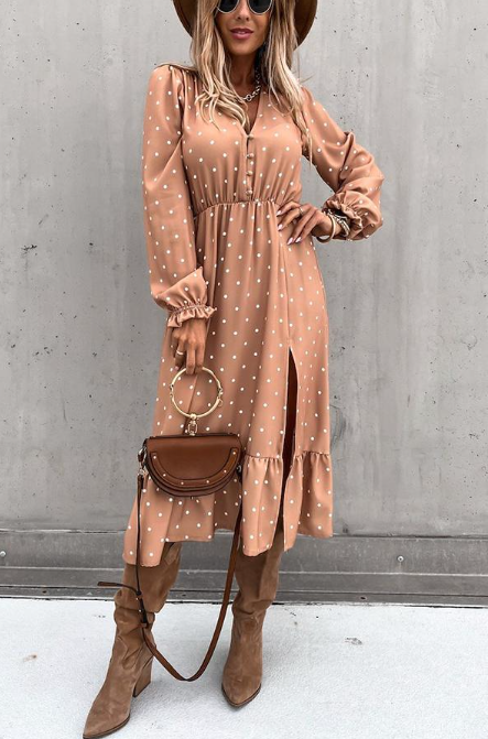 Nisha midi dress with buttons and slit