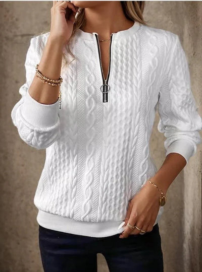 Willow - White Long Sleeve Sweater