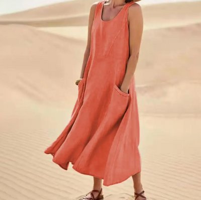 Lena - Loose sleeveless dress with pockets
