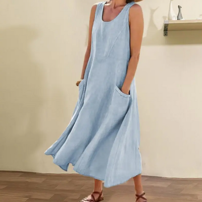 Lena - Loose sleeveless dress with pockets