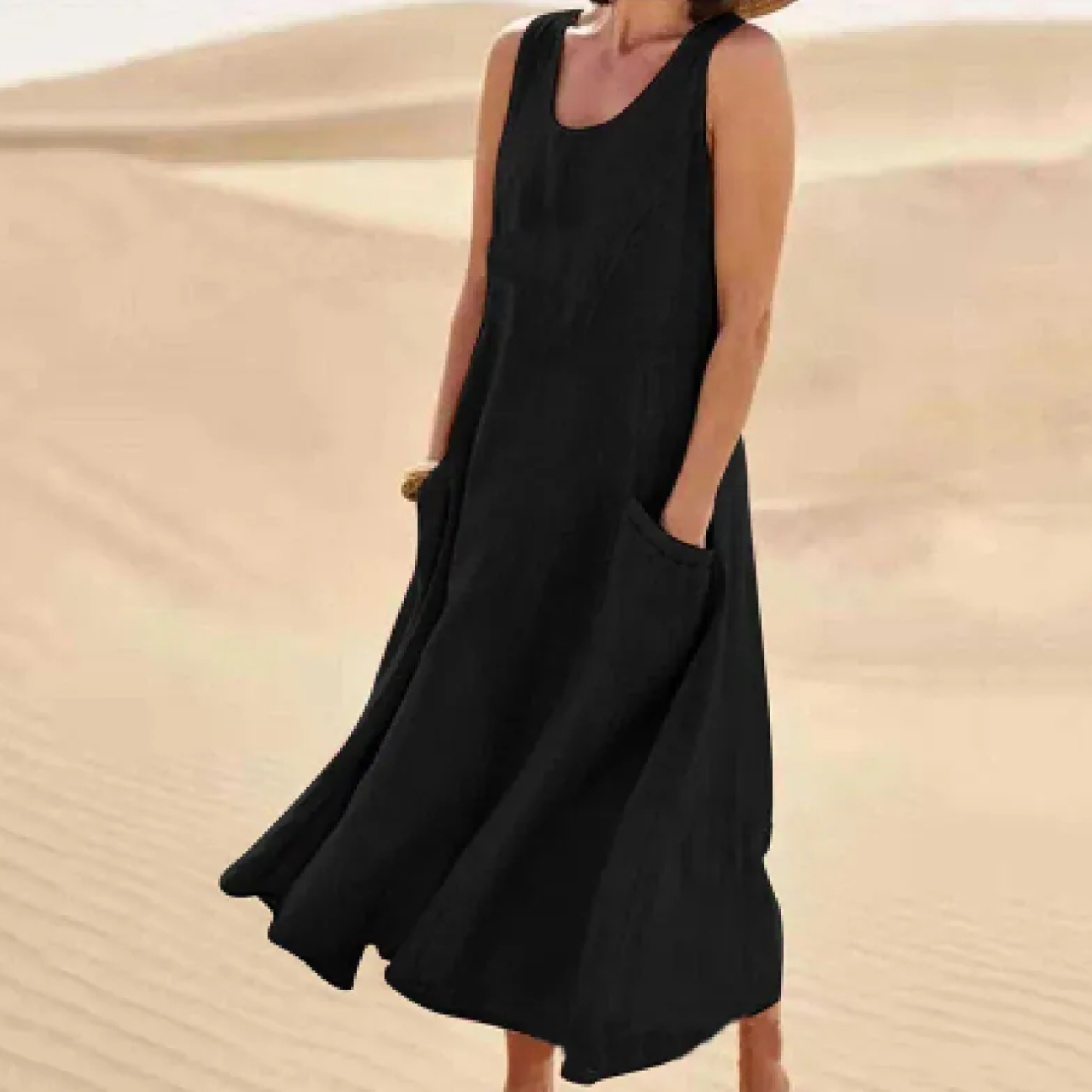 Lena - Loose sleeveless dress with pockets