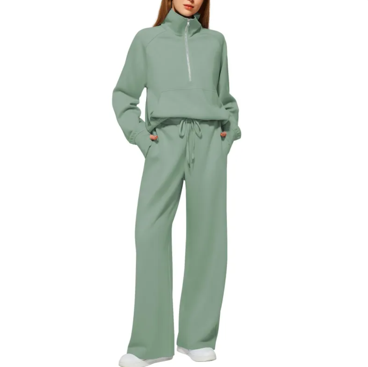 Women's Long Sleeve Lapel Crop Top and Pants Set - Perfect for Any Occasion