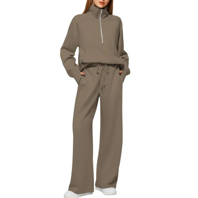 Women's Long Sleeve Lapel Crop Top and Pants Set - Perfect for Any Occasion