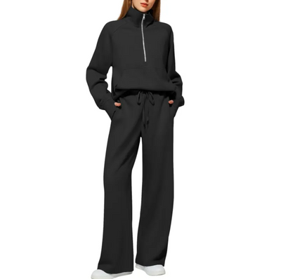 Women's Long Sleeve Lapel Crop Top and Pants Set - Perfect for Any Occasion