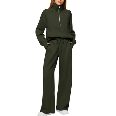 Women's Long Sleeve Lapel Crop Top and Pants Set - Perfect for Any Occasion