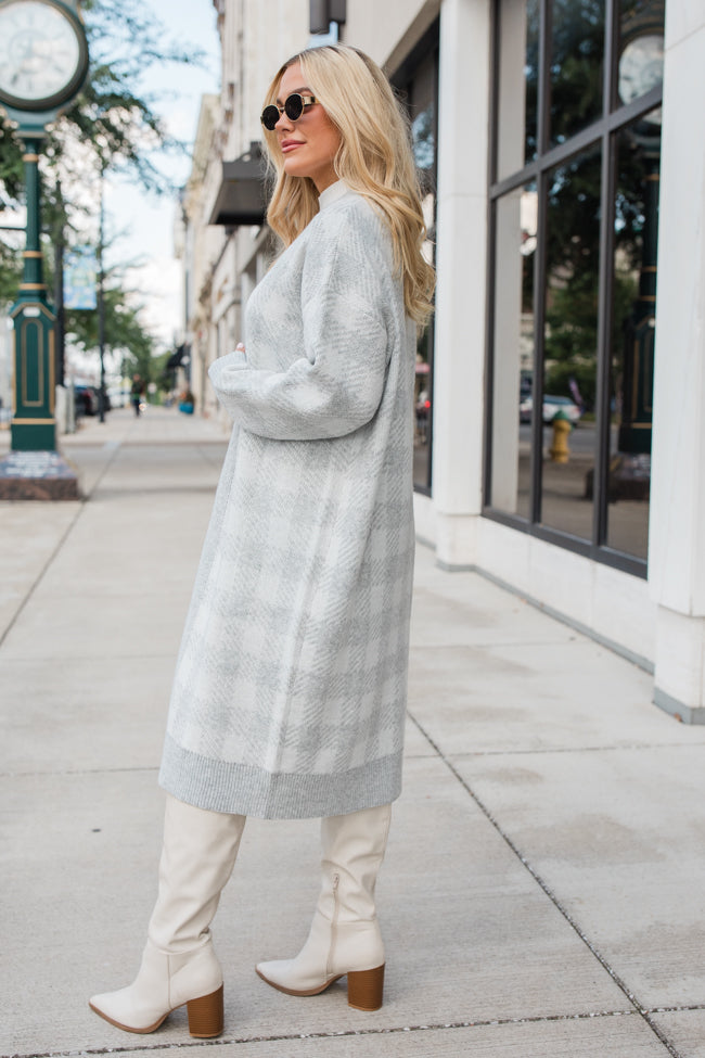 Long Gray Plaid Cardigan for Cozy Style | Ideal for Layering