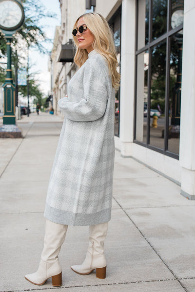 Long Gray Plaid Cardigan for Cozy Style | Ideal for Layering