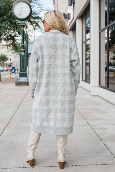 Long Gray Plaid Cardigan for Cozy Style | Ideal for Layering