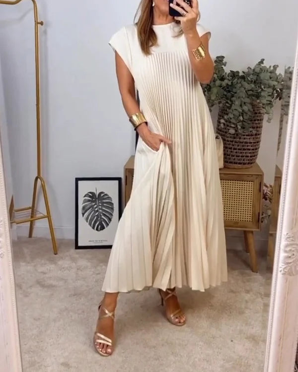 Linda - Women's Simple Solid Color Pleated Dress