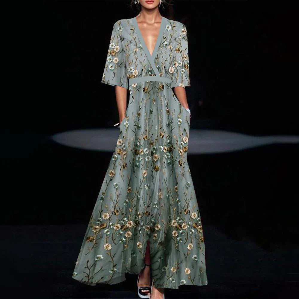 Helena - Floral Print Half Sleeve Dress
