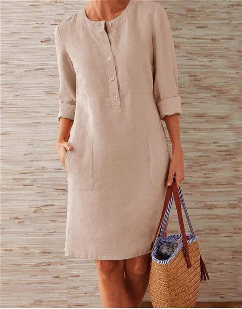 Loose knee-length dress for women, ideal for warm and comfortable days