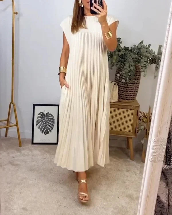 Linda - Women's Simple Solid Color Pleated Dress