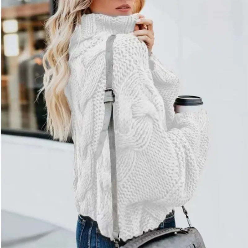 Mireia - Sweet and elegant solid half turtleneck sweater