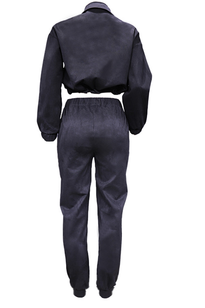 Casual Two Piece Set with Zipper Details and Long Sleeves