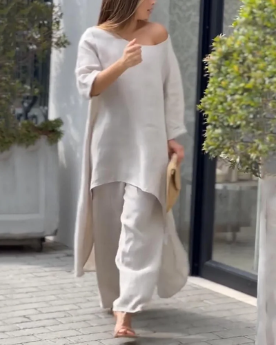 Linda - Solid Color Two-Piece Casual Suit