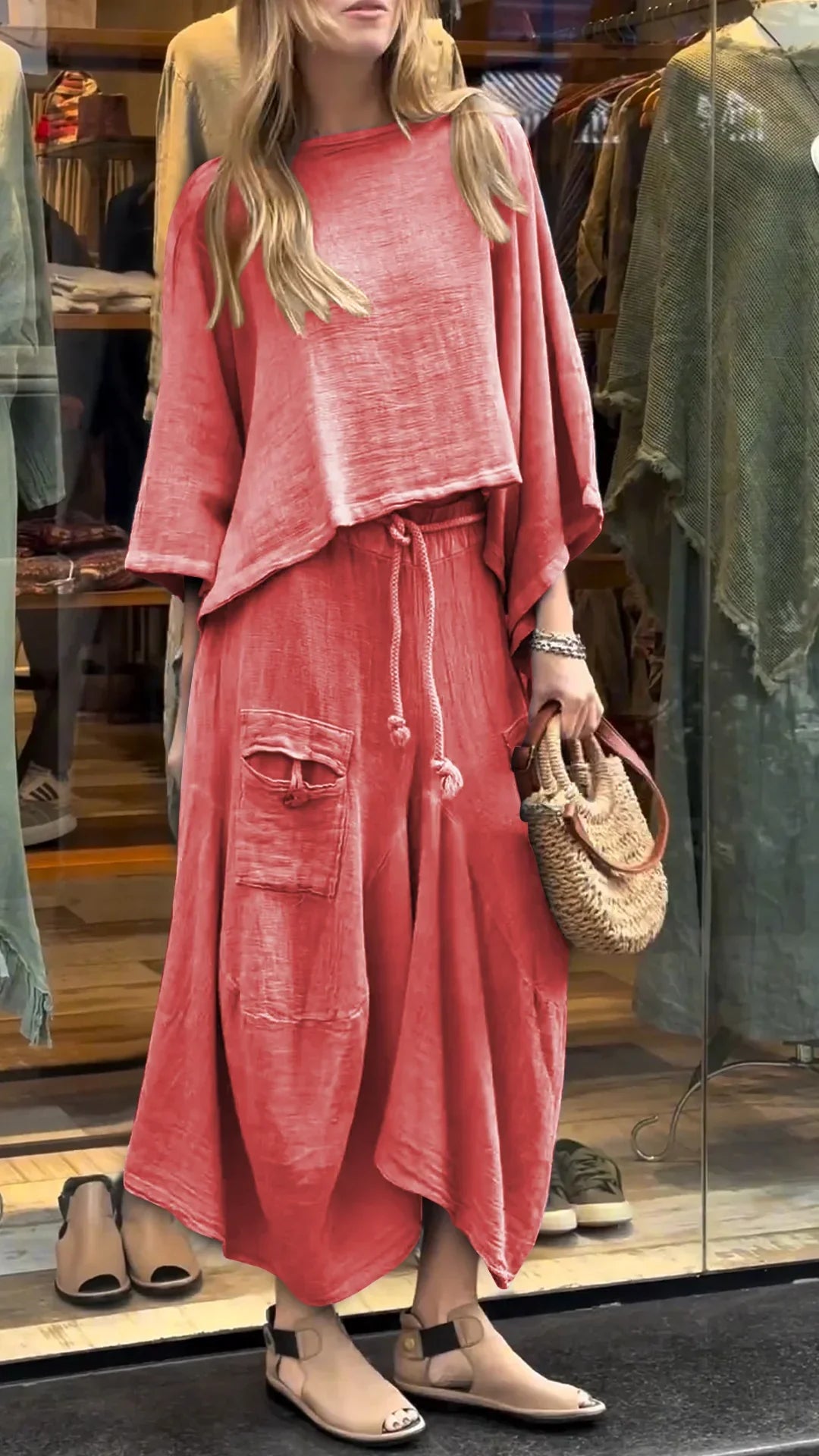 Virginia - Casual round neck mid-length suit