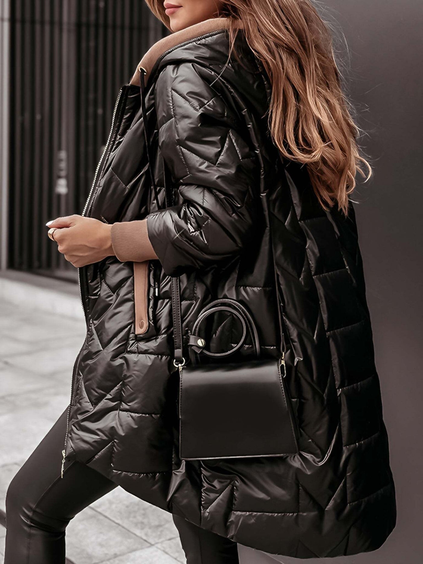Women's Solid Color Hooded Zip-Up Coat - Winter Edition