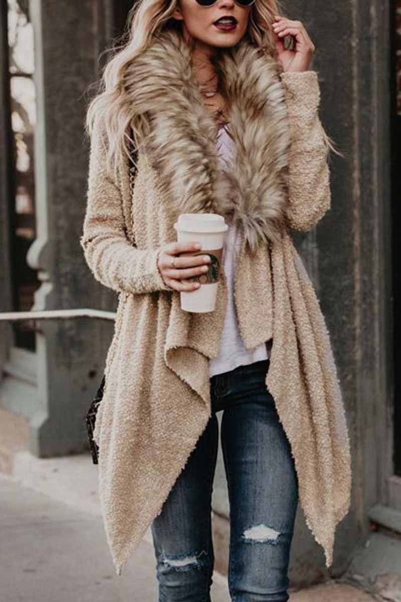 Elegant Long Coat with Unique Design Collar – Women's Fashion