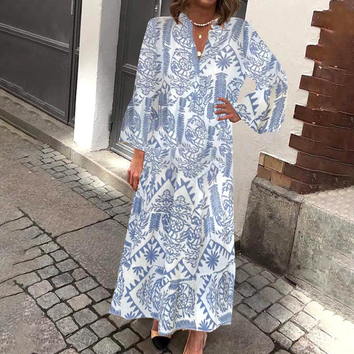 Laila - Floral Print Long Sleeve Maxi Dress