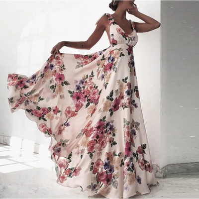 Amalie - Elegant Sleeveless Floral Strapless Dress
