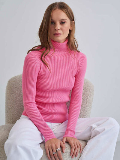 Women's Turtleneck Sweater - Fall Essentials and Warm Knit