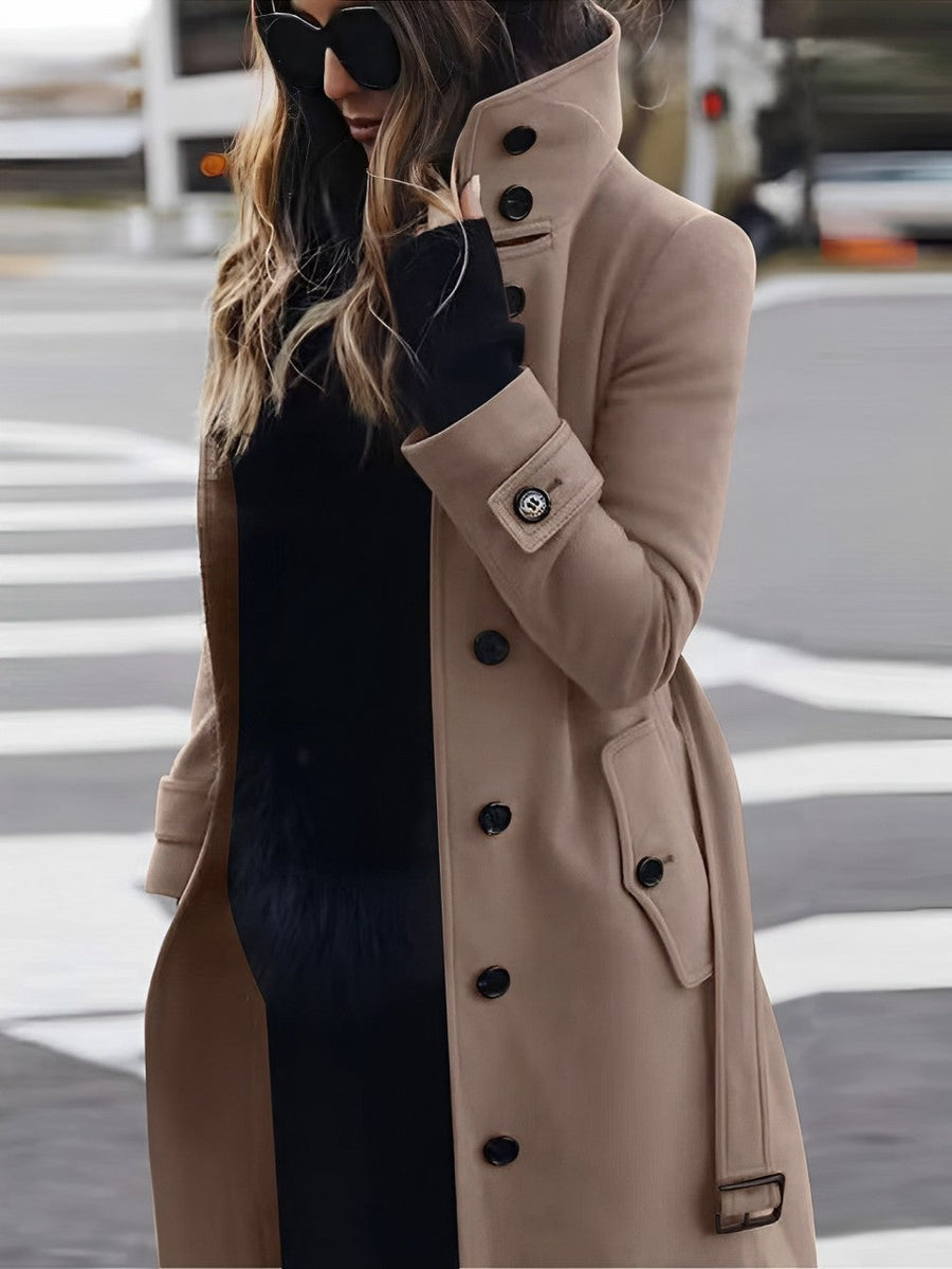 Classic long coat for women with buttons